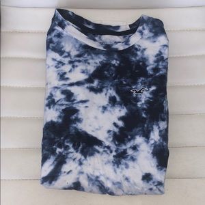 Hollister White and blue Tye-dye TShirt [XS]cotton